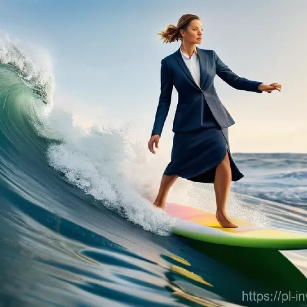 팩터 투자에서의 고위험 자산 관리 - A professional, confident female investor, aged around 30-40, dressed in smart business attire, grac...