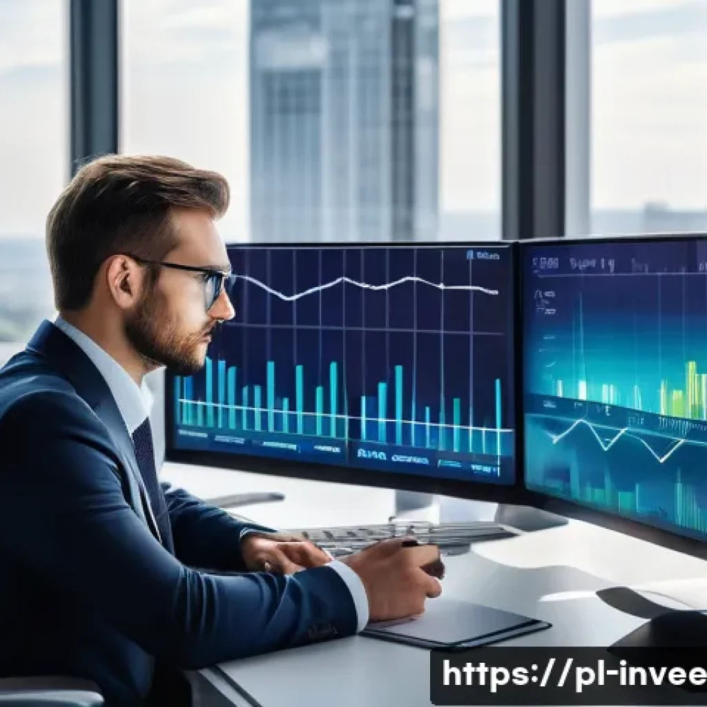 팩터 투자에서의 최적화 방법론 - A professional financial analyst sitting at a sleek modern desk in a high-rise Warsaw office, analyz...