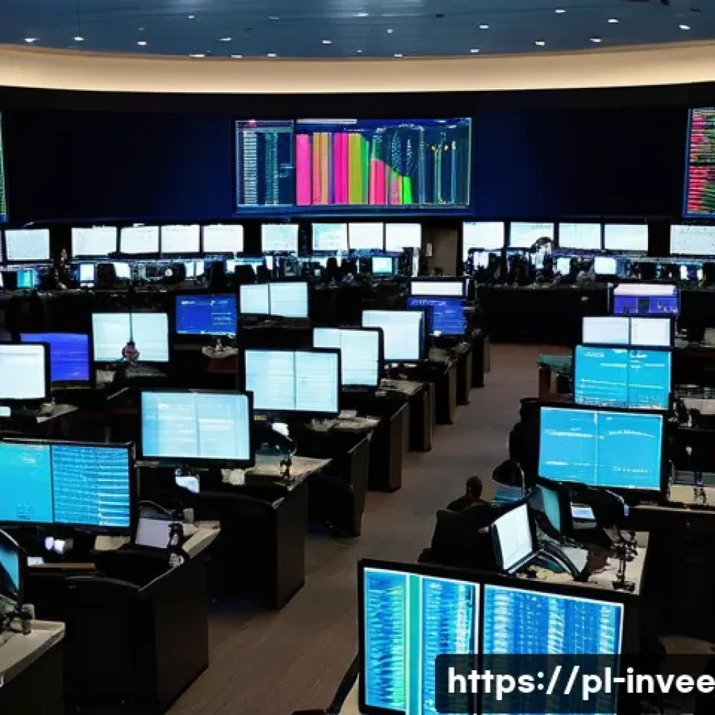 팩터 투자에서의 국제적 비교 분석 - A dynamic North American stock market trading floor scene, featuring diverse investors analyzing dig...