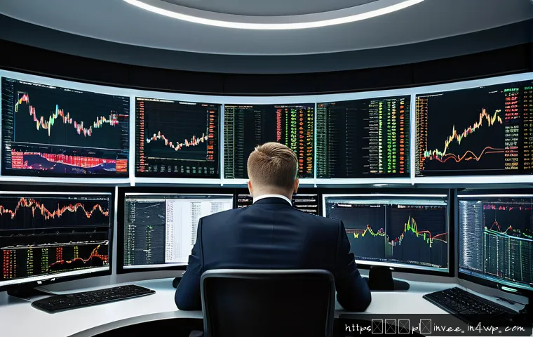 팩터 투자 성공 사례와 실패 사례 - A modern financial analyst in a sleek Warsaw office, surrounded by multiple large monitors displayin...